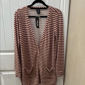 Agnes & Dora Maroon and Cream Striped Cardigan Brand New oversized
